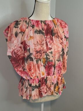 🆕️ Express Floral Peplum Blouse in Pink and Rose / XL